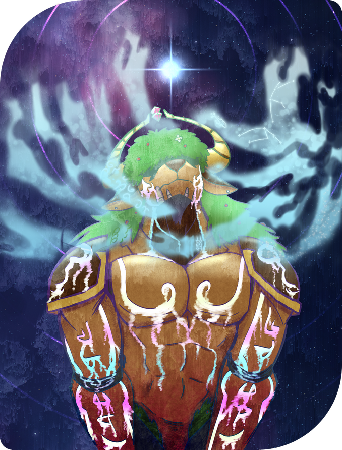 Tarot card of Magnum. "I'm sorry, I know constructs aren't supposed to cry..." ✦ Collab w/ TsunamiCoRyan