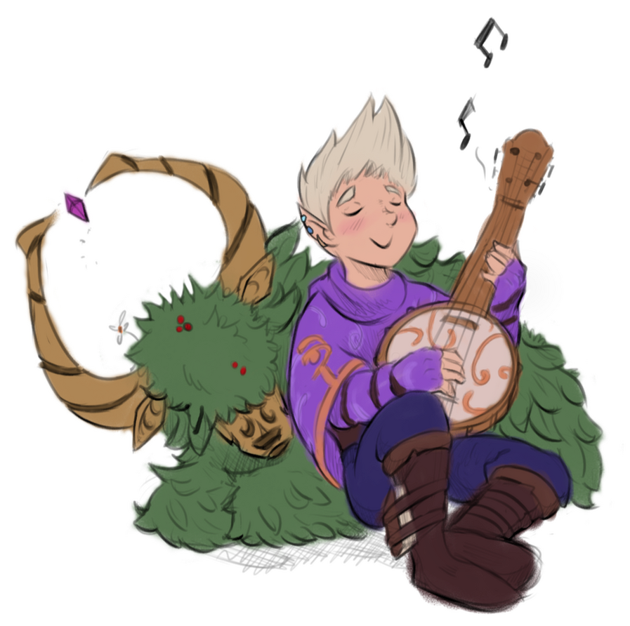 Opus playing banjo with Steel Defender Magnum. ✦ Collab w/ Orion