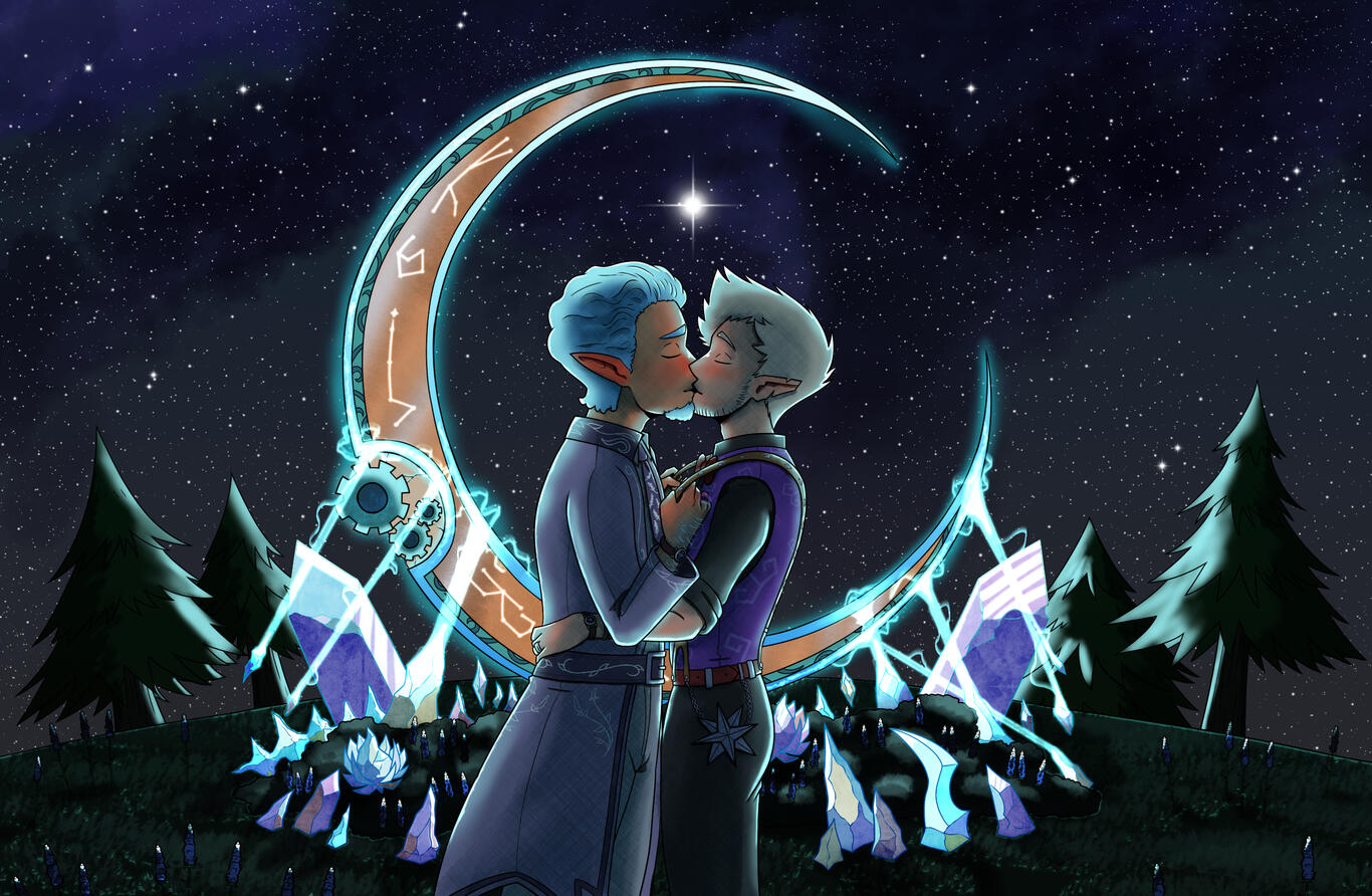 Opus Loregit and Ephram Wixwicket sealing their marriage with a kiss. ✦ Collab w/ TsunamiCoRyan
