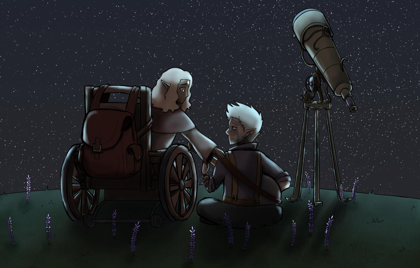 A frame from the epilogue animation We're Heroes with a crying Opus Loregit being consoled by their daughter Kari Loregit. ✦ Collab w/ TsunamiCoRyan