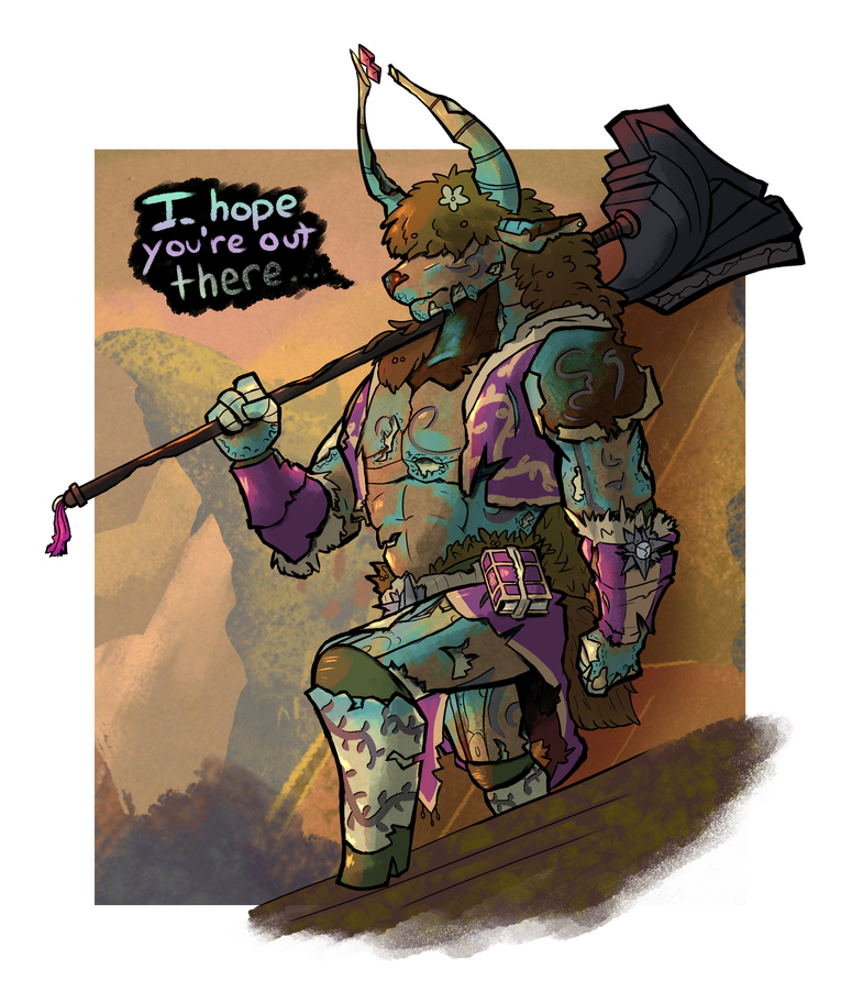 Magnum, newly revived centuries in the future and covered in verdigris. "I hope you're out there, Opus..." ✦ Collab w/ TsunamiCoRyan