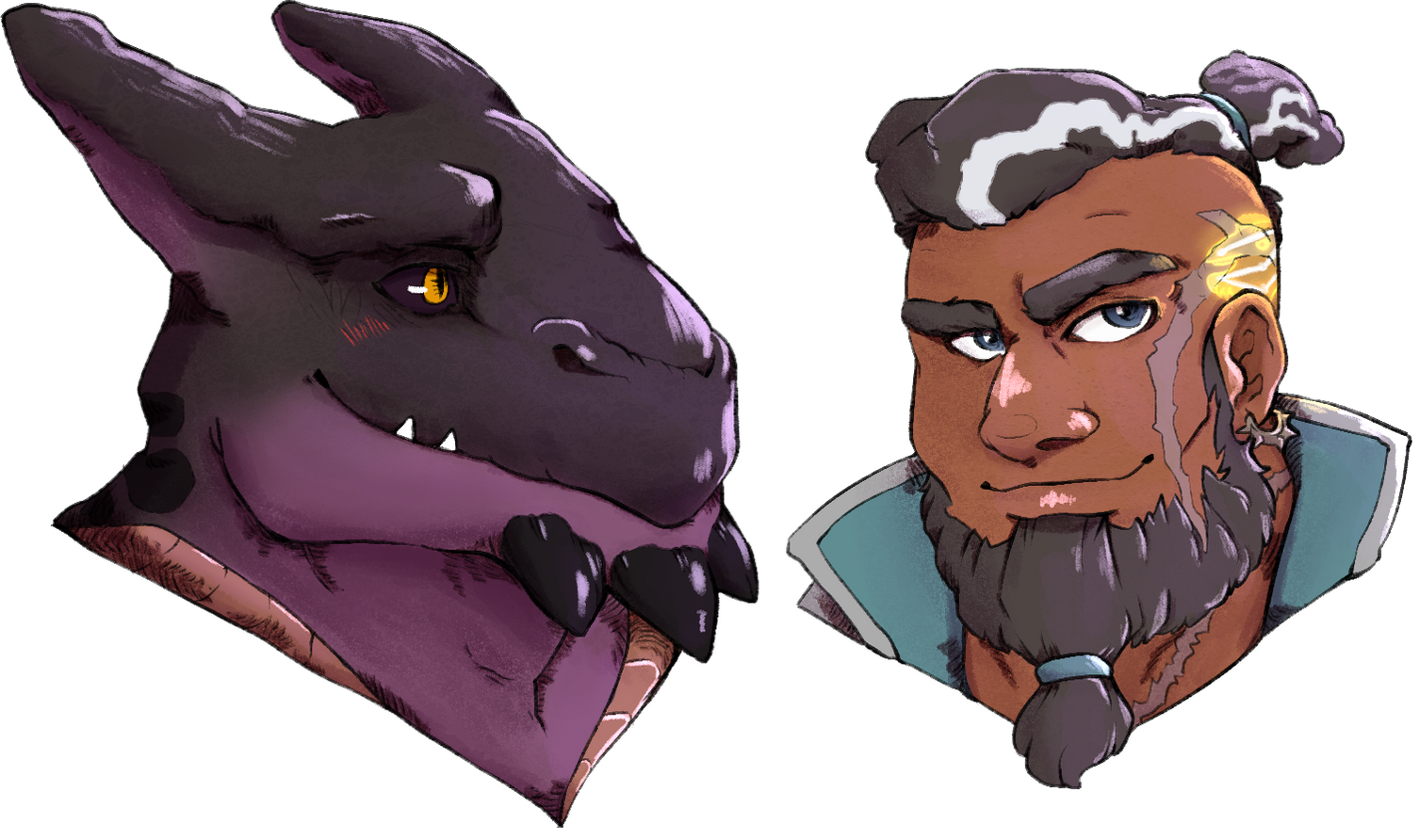 Busts of Ákos and Isnath. ✦ Collab w/ Zinthings