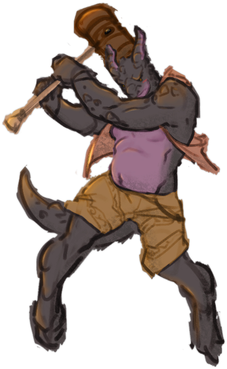 Isnath wields a rather large woodworking hammer. ✦ Collab w/ Cyan